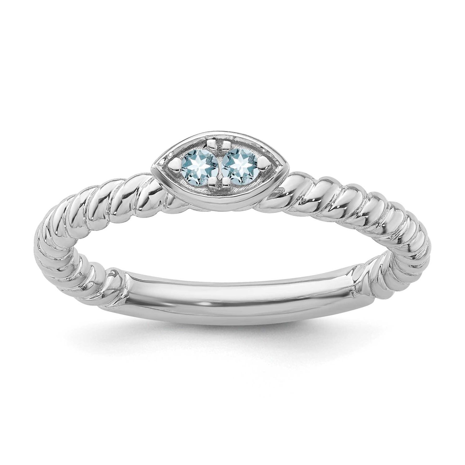 Aquamarine Twisted Ring 14k White Gold, SK2133-6, 196904275085