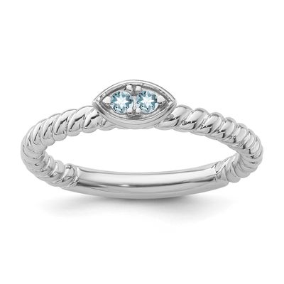 Aquamarine Twisted Ring 14k White Gold, SK2133-6, 196904275085