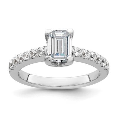 True Origin 3/8 carat Lab Grown Diamond VS D E F Semi Mount Emerald Engagement Ring 14k White Gold,
