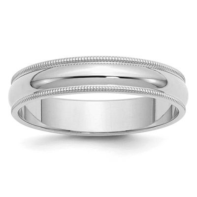 5mm Half Round Milgrain Ring Sterling Silver Rhodium-plated, QWM050RH-10,