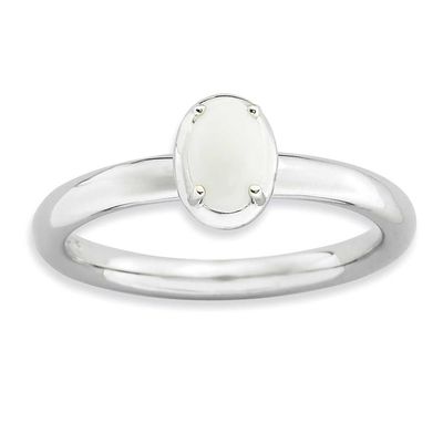 White Agate Polished Ring Sterling Silver, QSK898-8, 886774228952