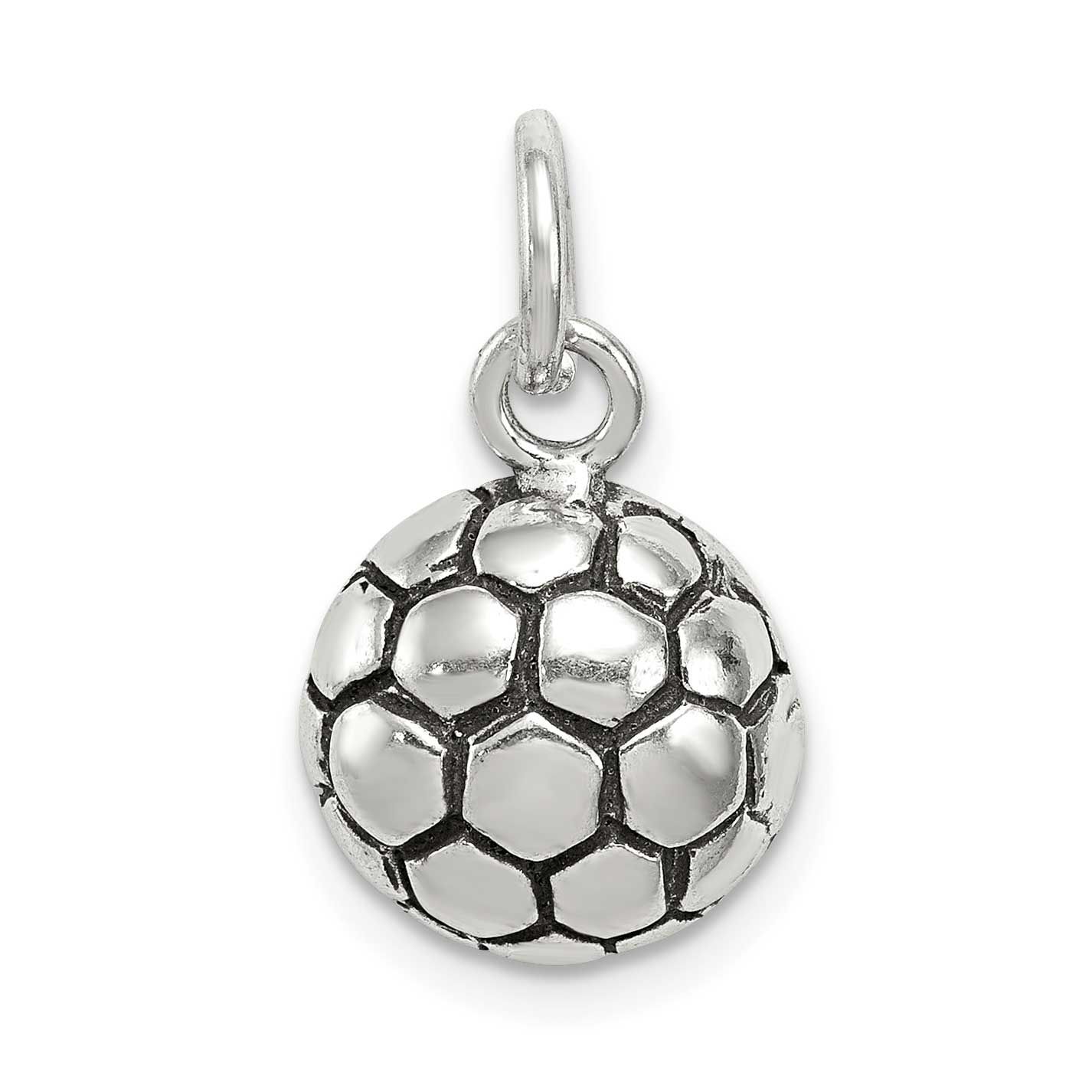 Antiqued Soccer Ball Charm Sterling Silver, QC7799, 883957539812