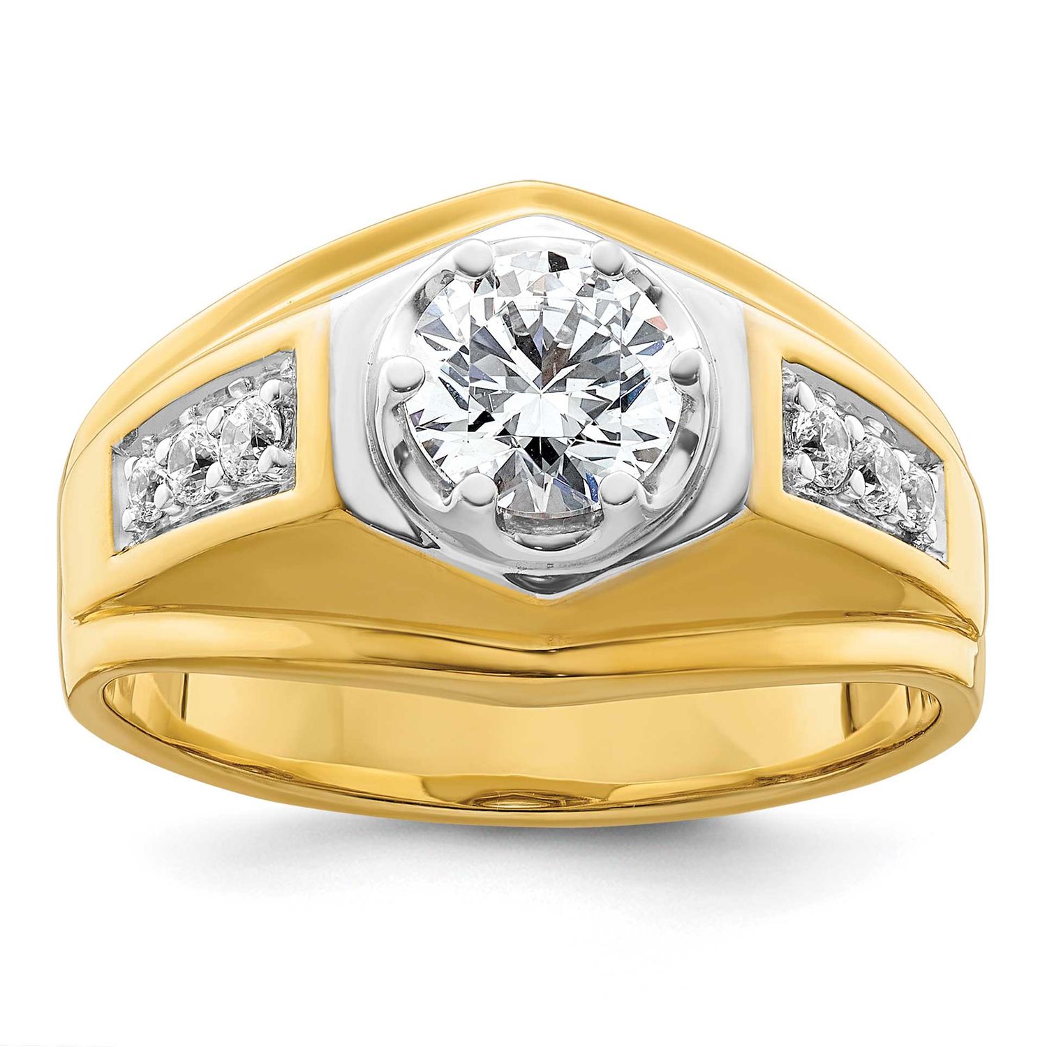 IBGoodman Men&#39;s Polished Complete Lab Grown VS/SI FGH Diamond Ring 14k Two-tone Gold, B220075-4YWLG