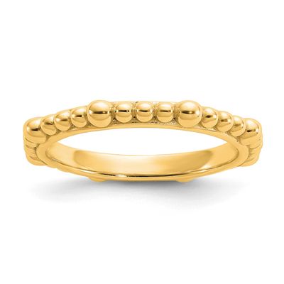 Beaded Ring Sterling Silver Gold-plated, QSK2290-9,