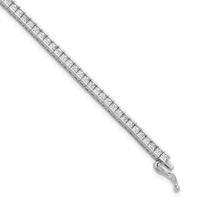 Square 3mm x 3mm CZ 86 Stone 8 inch Bracelet Sterling Silver Rhodium-plated, QSH184-8, 196904345283
