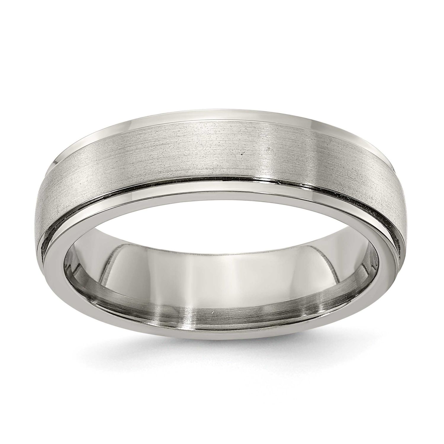 Edward Mirell Polished Step Edge 6mm Band Titanium Brushed, EMR148-6MM-8,