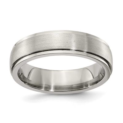 Edward Mirell Polished Step Edge 6mm Band Titanium Brushed, EMR148-6MM-8,