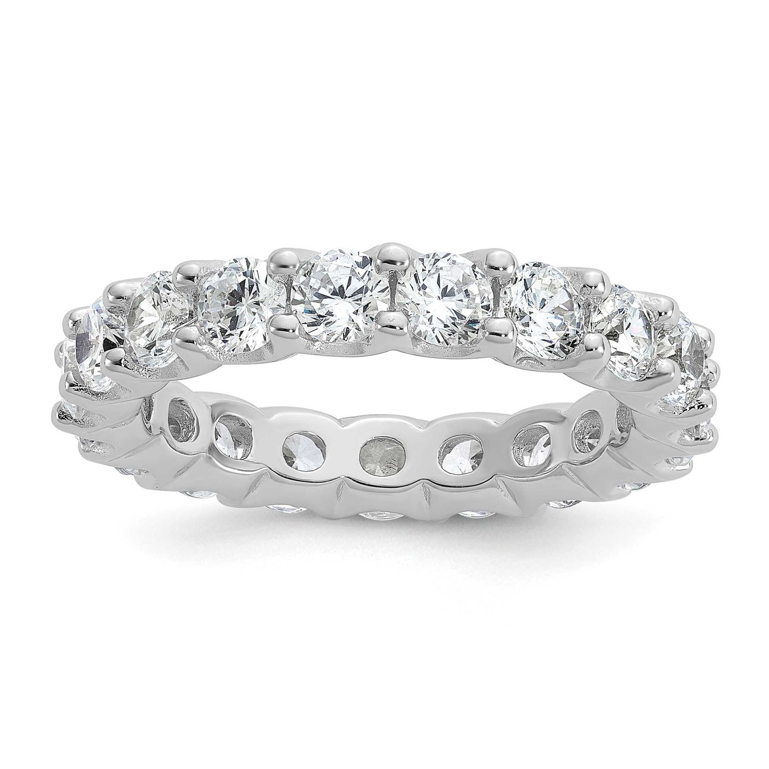 3.5mm CZ 18 Stone Eternity Band Sterling Silver Rhodium-plated, QSH151-7,
