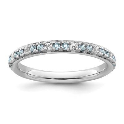 Aquamarine and Diamond Ring 14k White Gold, SK2201-6,