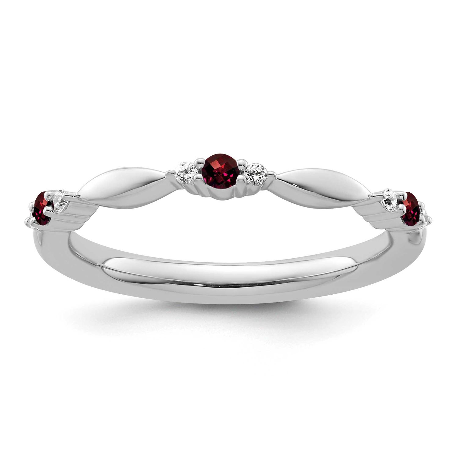 Garnet and Diamond Ring 14k White Gold, SK2153-7,