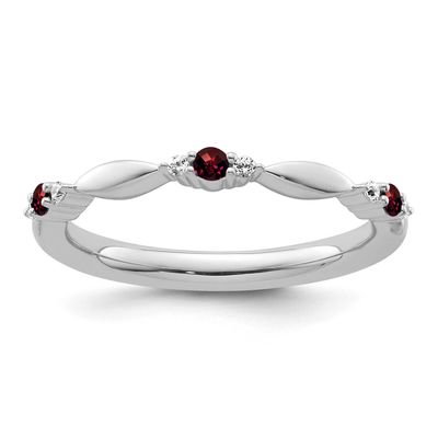 Garnet and Diamond Ring 14k White Gold, SK2153-7,