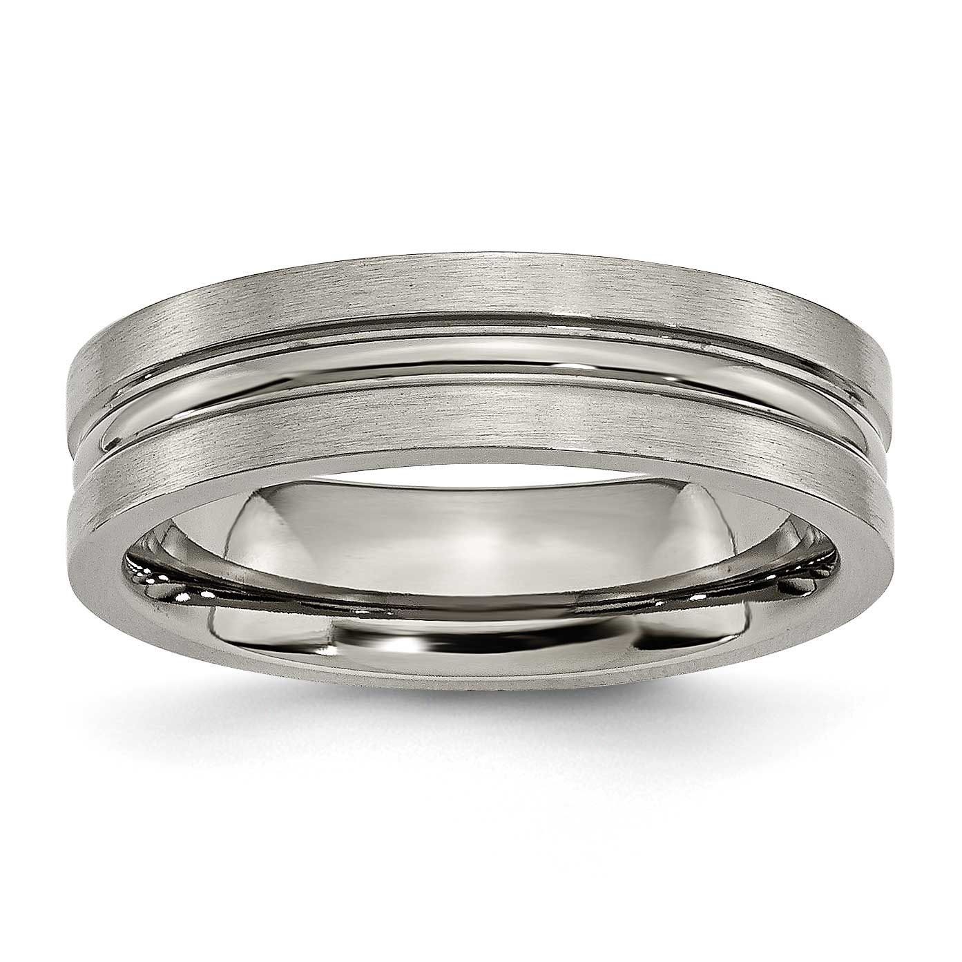 6mm Grooved Band Titanium Brushed and Polished, TB118-7, 886774529707