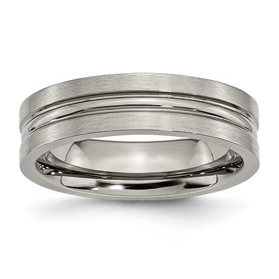 6mm Grooved Band Titanium Brushed and Polished, TB118-7, 886774529707