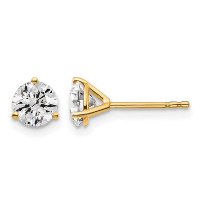 1 1/4 carat total weight Round VS/SI DEF Lab Grown Diamond 3 Prong Stud Post Earrings 14k Gold, EM1