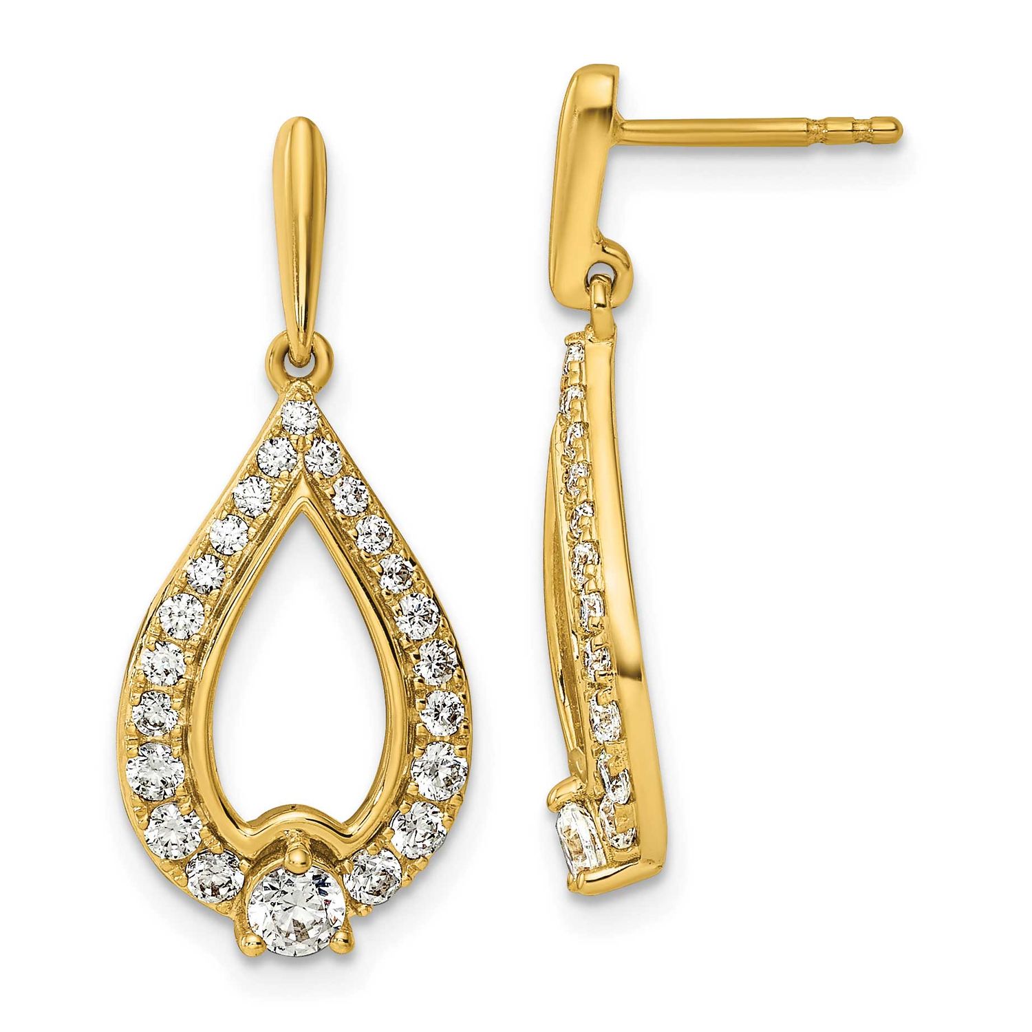 Lab Grown Diamond VS/SI FGH Pear Shape Post Dangle Earrings 14k Gold, EM9939-100-LG,
