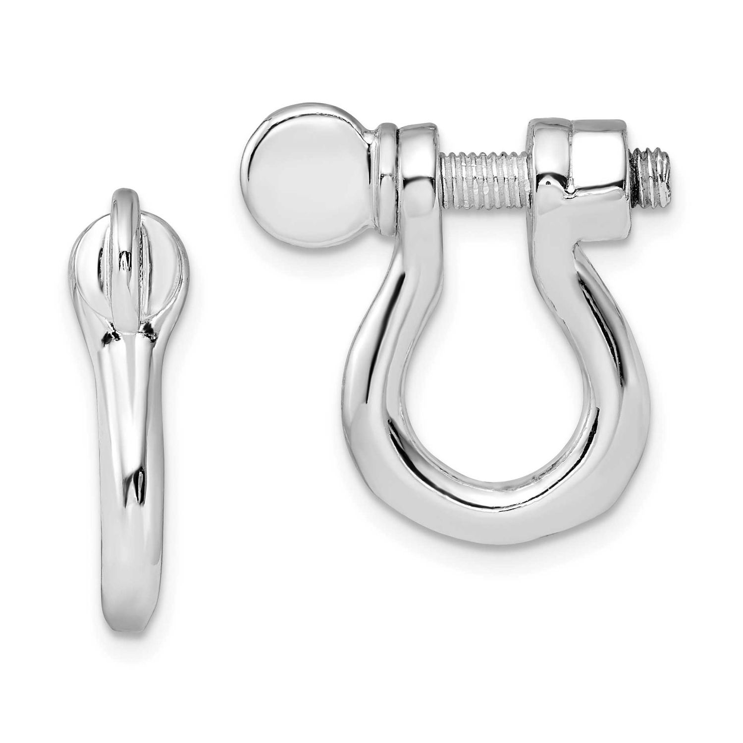 De-Ani Polished Shackle Link Screw Single Earrings Sterling Silver Rhodium-plated, QE15468, 6372181