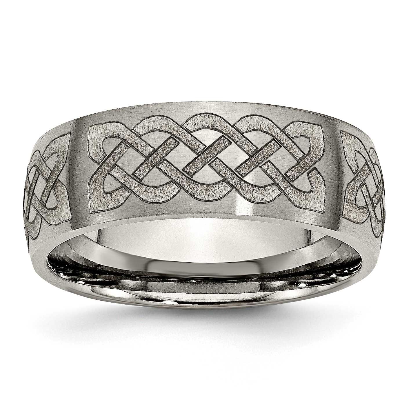 Celtic Laser Design 8mm Band Titanium Brushed, TB26F-7.5, 886774052625