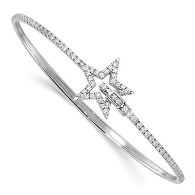 Lab Grown VS/SI FGH Diamond Star Hinged Bangle 14k White Gold, BM8388-094-WLG, 883957900506