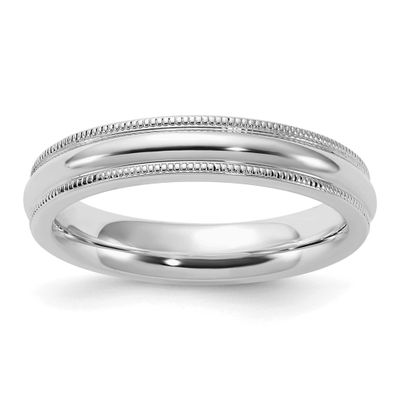 4mm Comfort Ring Fit Milgrain Sterling Silver Rhodium-plated, QCFM040RH-5.5,