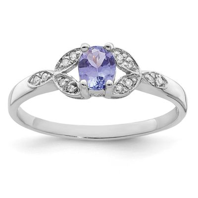 Tanzanite &amp; Diam. Ring Sterling Silver Rhodium-plated, QDX943-8, 883957433905