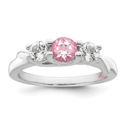 Survivor Collection White and Pink Topaz Joanna Ring Sterling Silver Rhodium-plated, SV241SS-8, 886