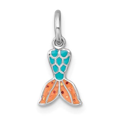 Madi K RH-plated Enamel Mermaid Tail Children&#39;s Pendant Sterling Silver, QP5986,