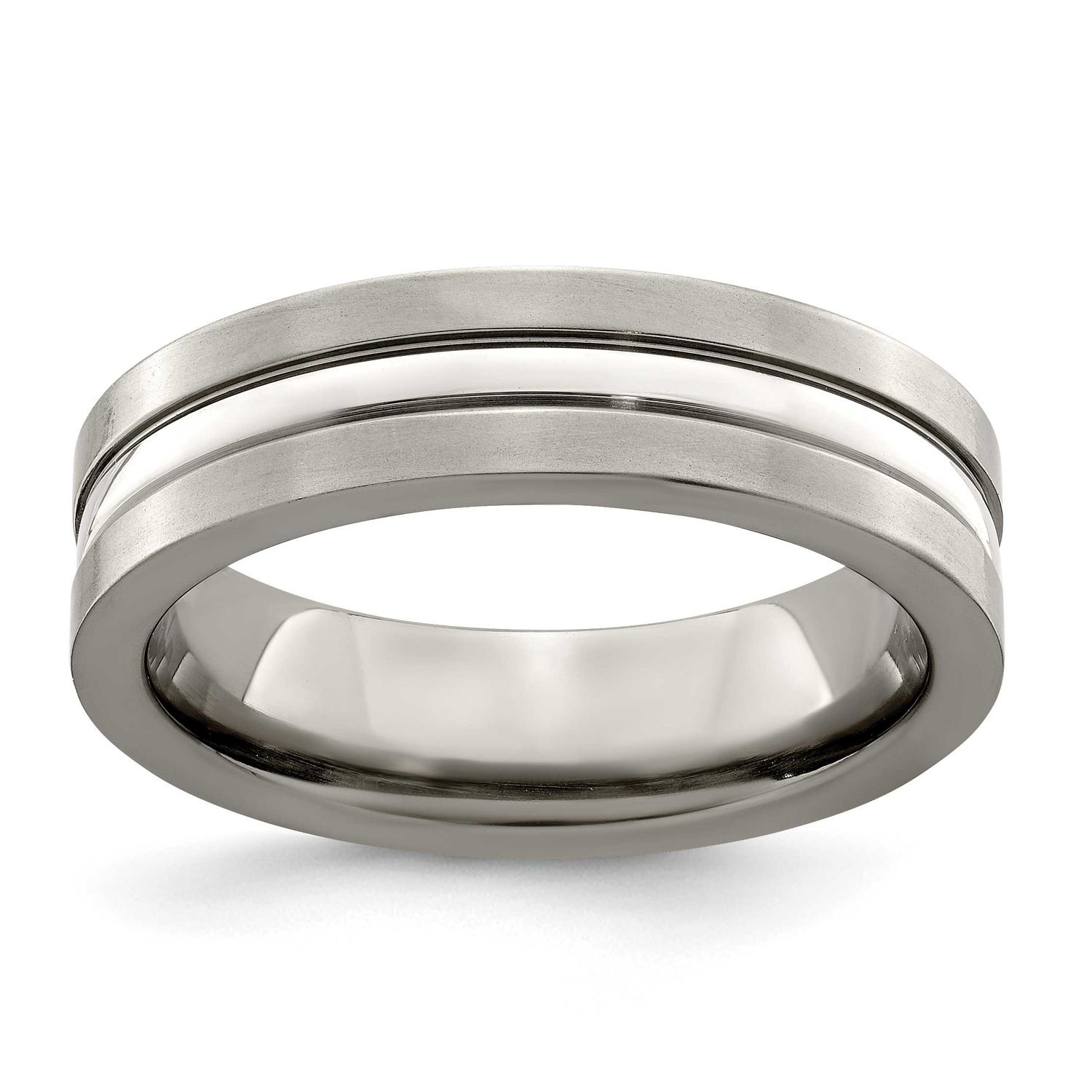 Edward Mirell Polished Sterling Silver 6mm Band Titanium Brushed, EMR182-9, 886774280820