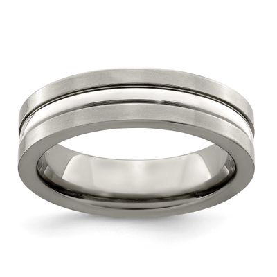 Edward Mirell Polished Sterling Silver 6mm Band Titanium Brushed, EMR182-9, 886774280820