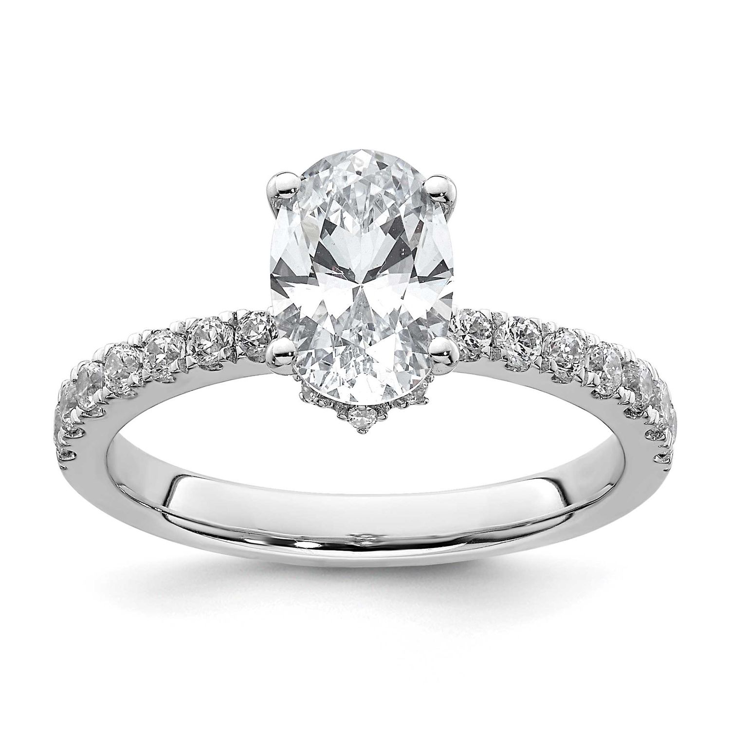 Lab Grown Diamond VS/SI FGH S/M Oval Engagement Ring 14k White Gold, RM6302EO-150-WLG,