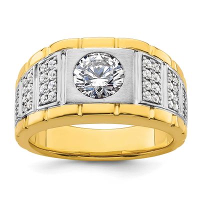 IBGoodman Men&#39;s Polished &amp; Satin Complete Lab Grown VS/SI FGH Ring 14k Two-tone Gold, B220042-4YWLG