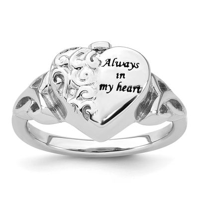 Enameled Celtic Fancy Heart Ash Holder Ring Sterling Silver Rhodium-plated, QR7646-6,