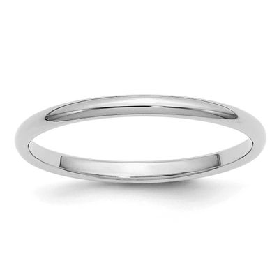 2mm Half-Round Band Sterling Silver Rhodium-plated, QWH020RH-8.5, 883957196497