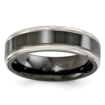 Edward Mirell Black Ti Grey Edges 6.5mm Band Titanium, EMR131-6.5MM-13,