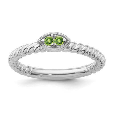 Peridot Twisted Ring 14k White Gold, SK2138-6, 196904274880