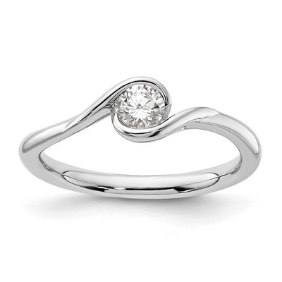 Lab Grown Diamond Bezel Set Solitaire Complete Engagement Ring 14k White Gold, RM1955E-025-WLG, 883