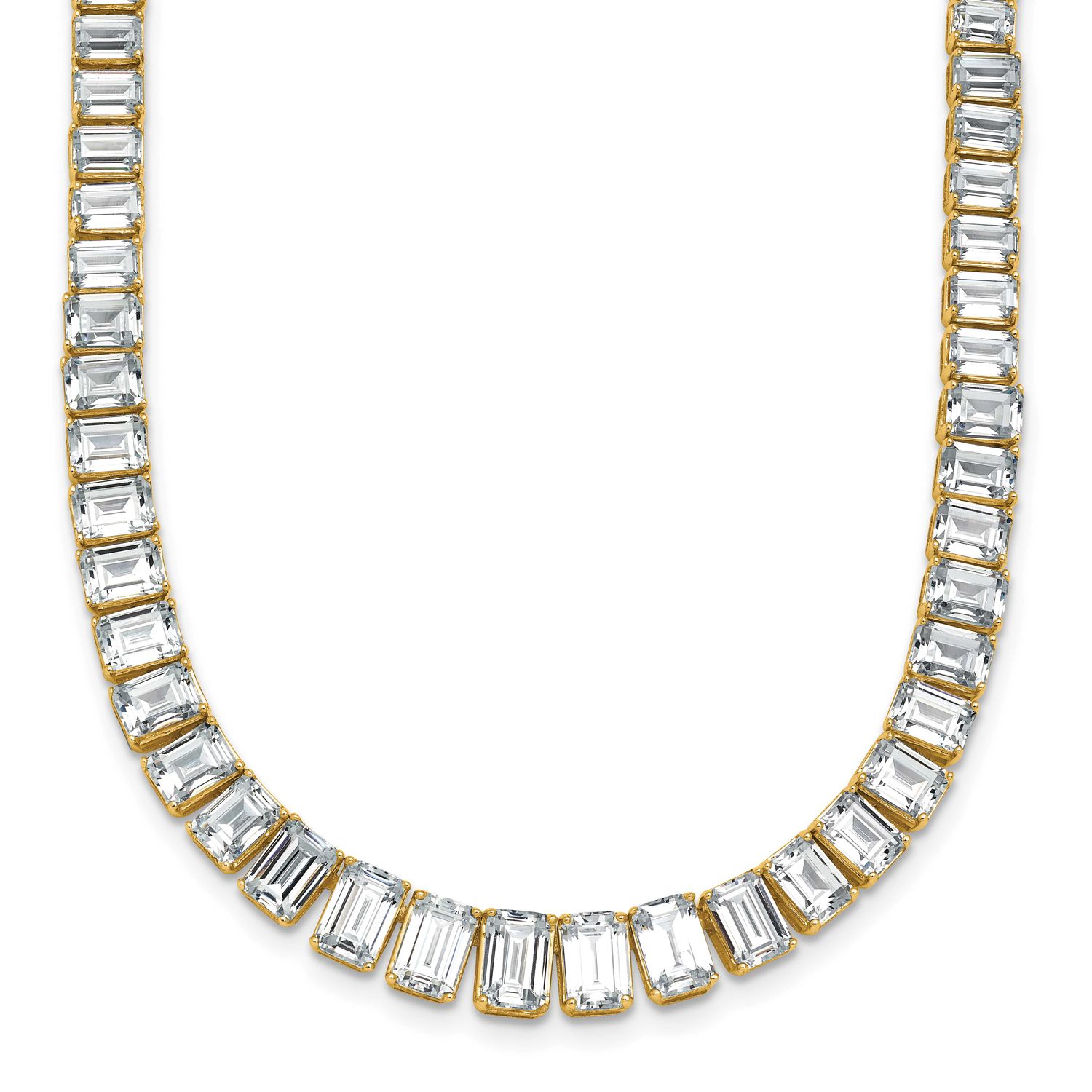 Cert. Lab Grown VS/SI FGH Diamond Emerald Graduated Tennis Necklace 14k Gold, PM10452C-LG-18,