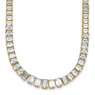 Cert. Lab Grown VS/SI FGH Diamond Emerald Graduated Tennis Necklace 14k Gold, PM10452C-LG-18,