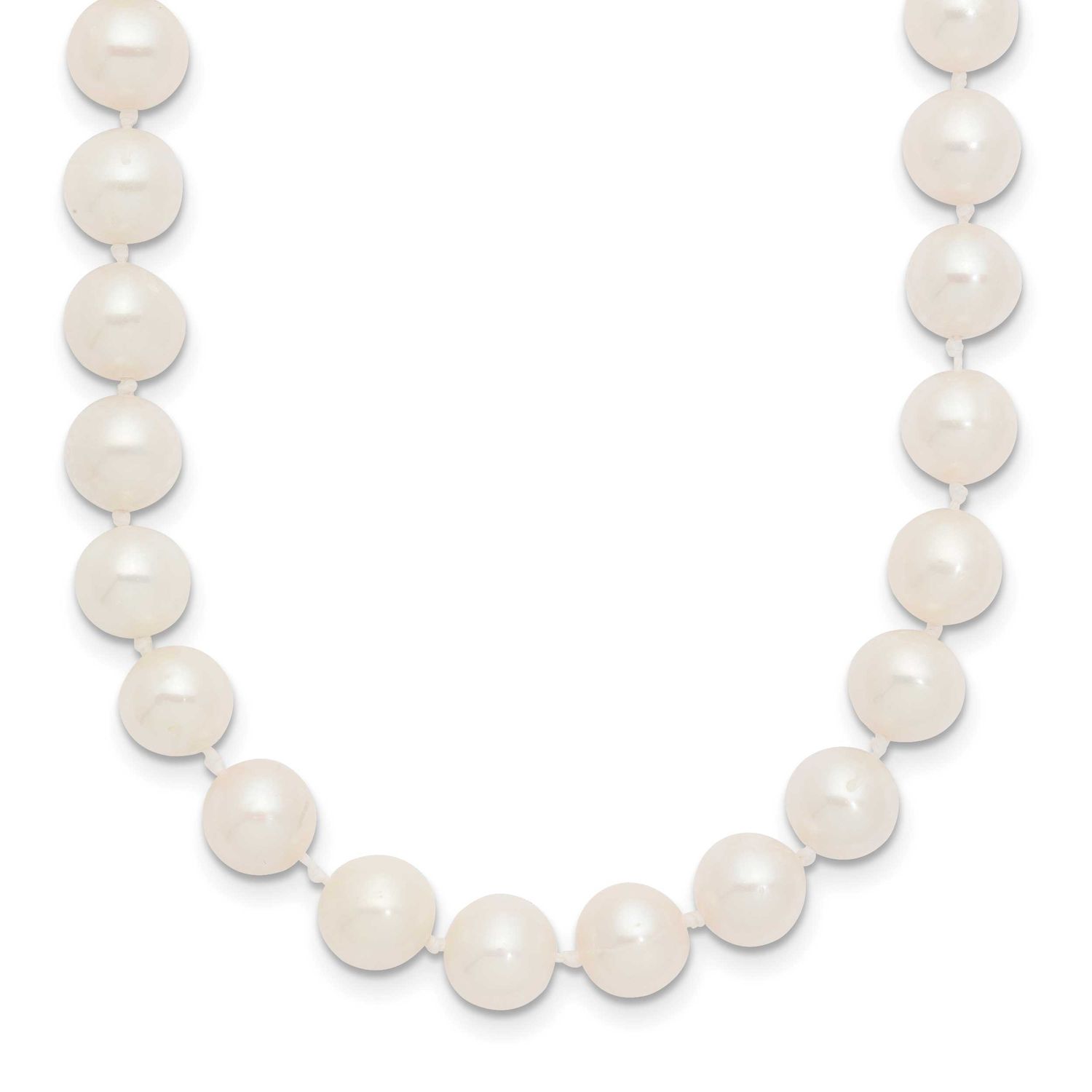 7-8mm White Near Round Freshwater Cultured Pearl 20 inch Necklace 14k White Gold, WPN070W-20,