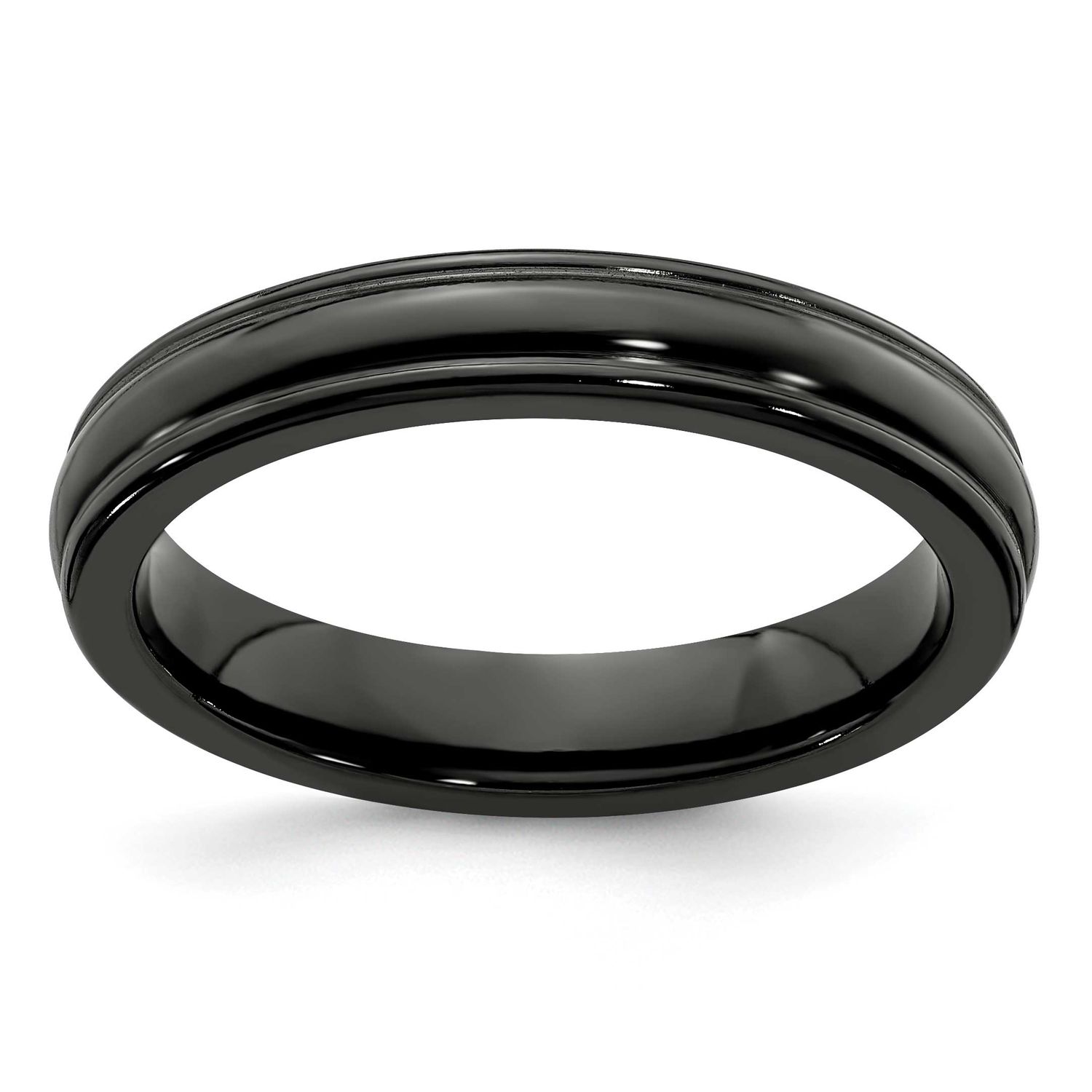 Edward Mirell Black Ti Triple Domed Grooved Edges 4mm Band Titanium, EMR124-8.5, 886774318646