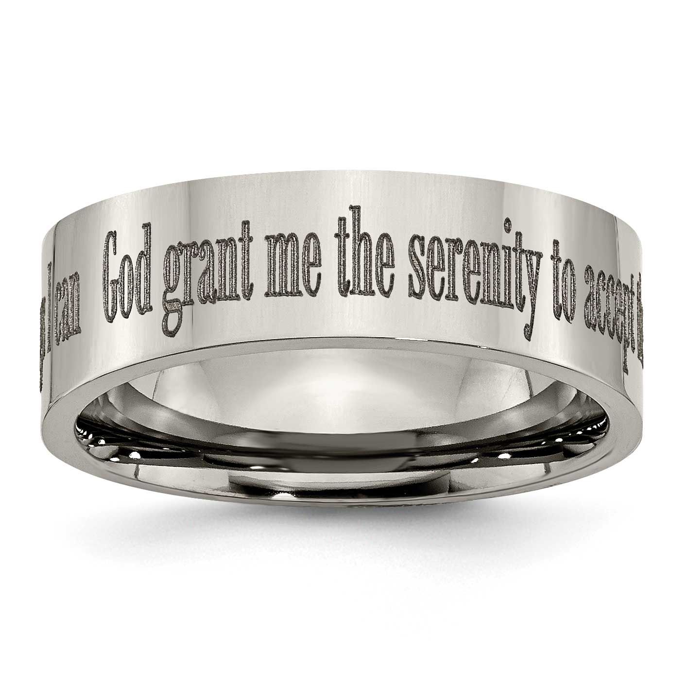 Serenity Prayer Laser Design 8mm Flat Band Titanium Polished, TB3G-11.5, 886774060873