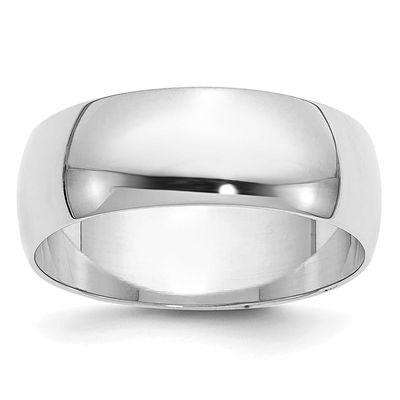 6.5mm Half Round Band 10k White Gold, 1WHR065-9,