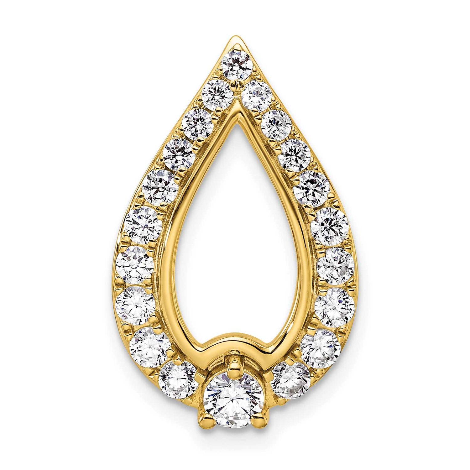 Lab Grown Diamond VS/SI FGH Pear Shape Chain Slide Pendant 14k Gold, PM9939-100-LG,