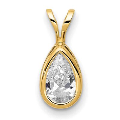 8x5mm Pear Cubic Zirconia bezel pendant 14k Gold, XP305CZ, 883957167817