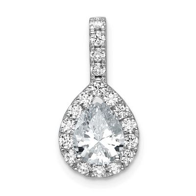 Lab Grown Diamond VS/SI FGH Pear Halo Pendant 14k White Gold, PM10320-200C-WLG,