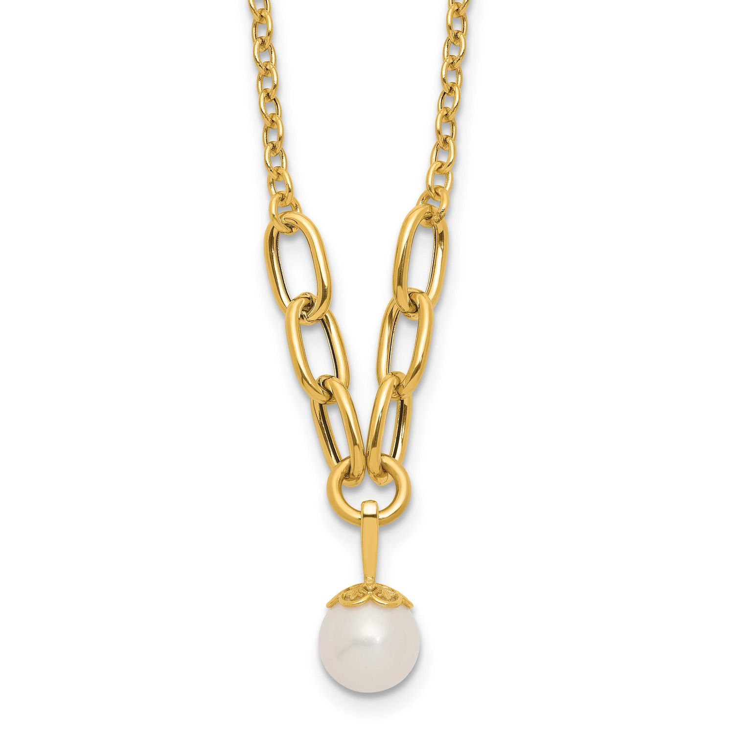 Freshwater Cultured Pearl 16.75in Necklace 14k Gold Polished, XF873-16.75,