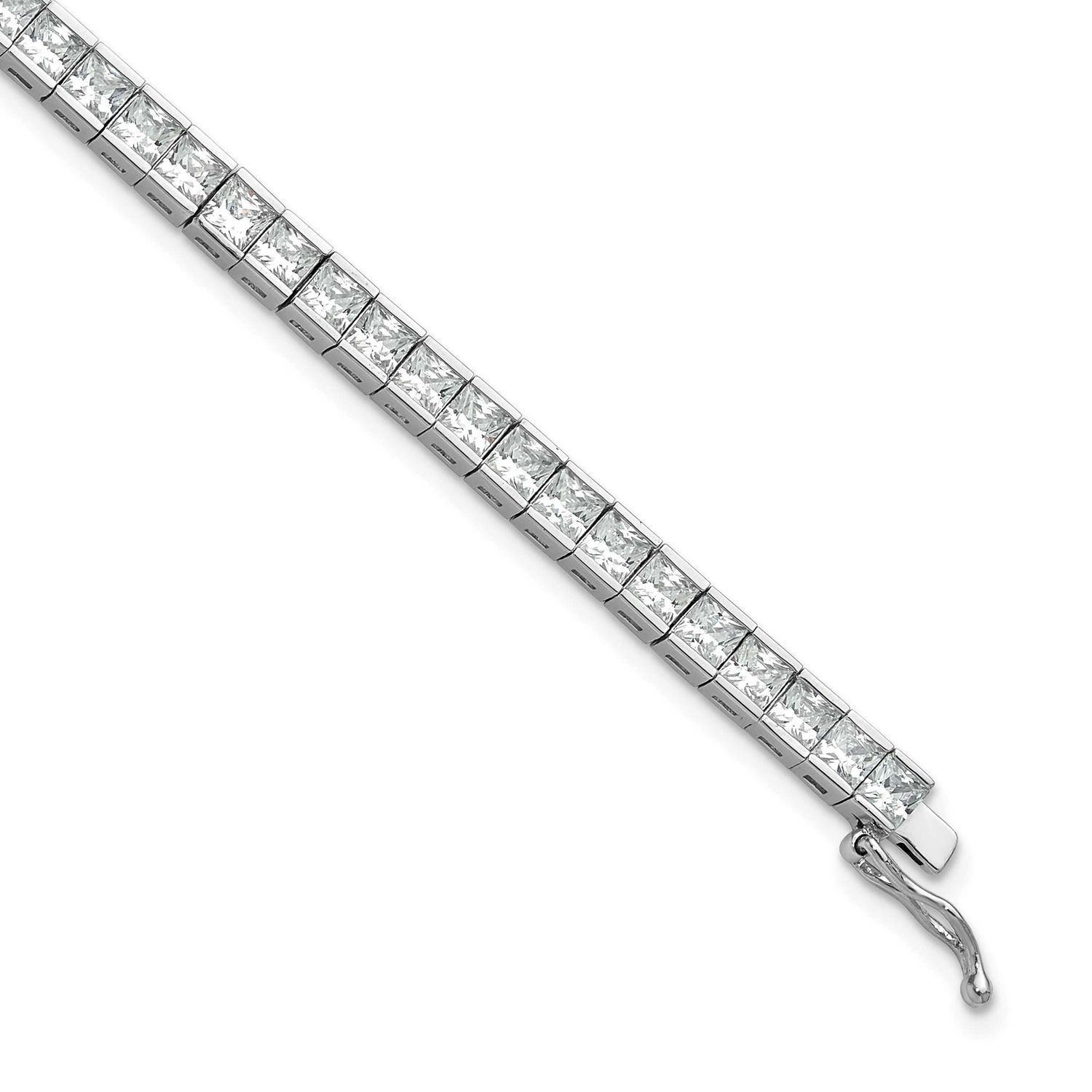 Square 3mm x 3mm CZ 53 Stone 7 inch Bracelet Sterling Silver Rhodium-plated, QSH185-7, 196904313978