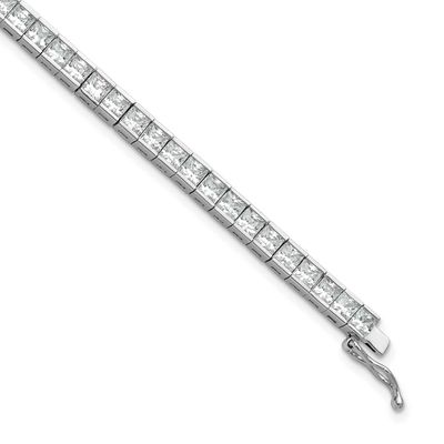 Square 3mm x 3mm CZ 53 Stone 7 inch Bracelet Sterling Silver Rhodium-plated, QSH185-7, 196904313978