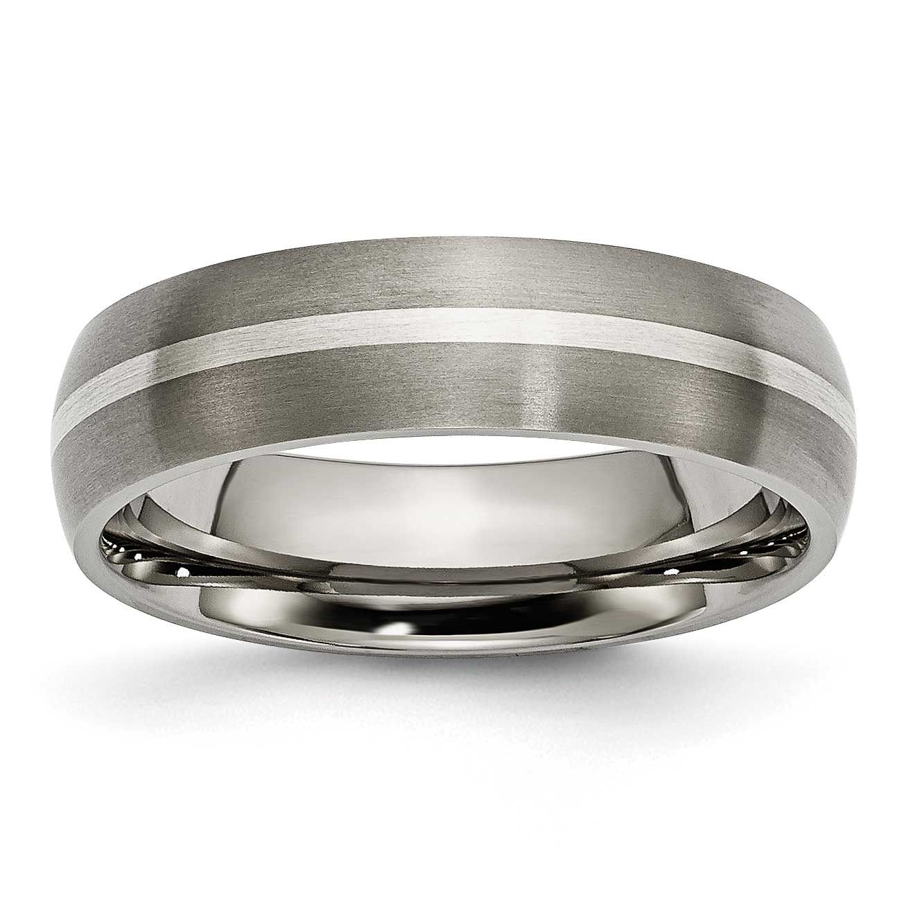 Sterling Silver Inlay 6mm Band Titanium Brushed, TB139-7.5, 883957775753