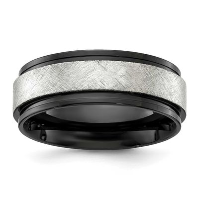 Black IP-plated with Scratch Finish Center 8mm Band Stainless Steel Polished, SR754-10.5, 196904252