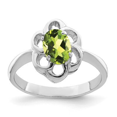 Peridot Ring Sterling Silver Rhodium-plated, QR646-6, 883957252926
